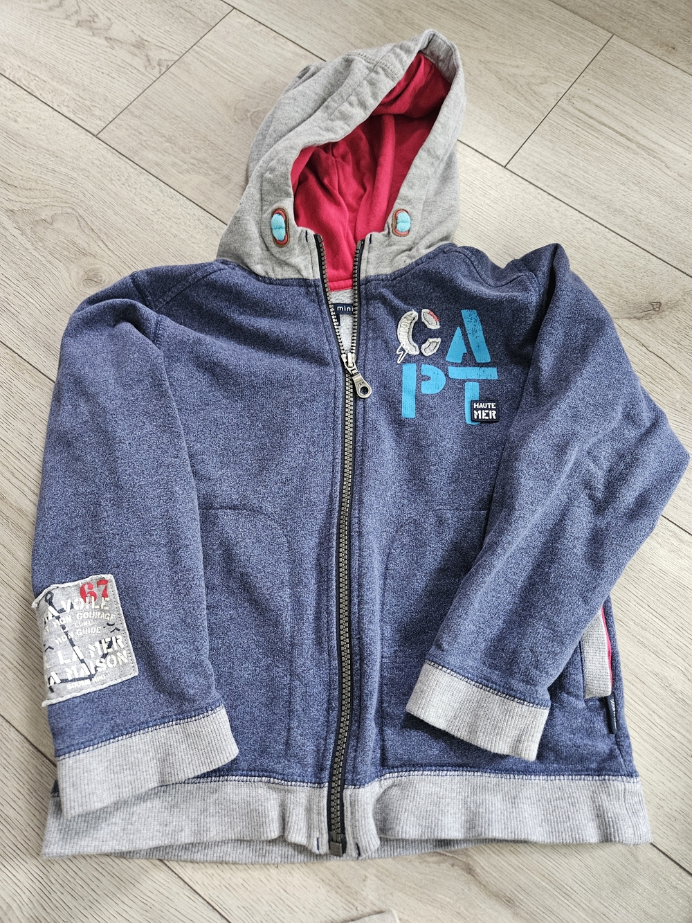 Souris Mini Kids Navy Blue Zip Up Hoodie Jacket Size 7 Nautical